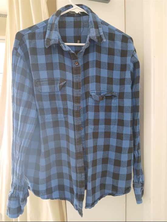 Nasty Gal Tops - Nasty Gal Blue and Black Plaid Button-Down Shirt